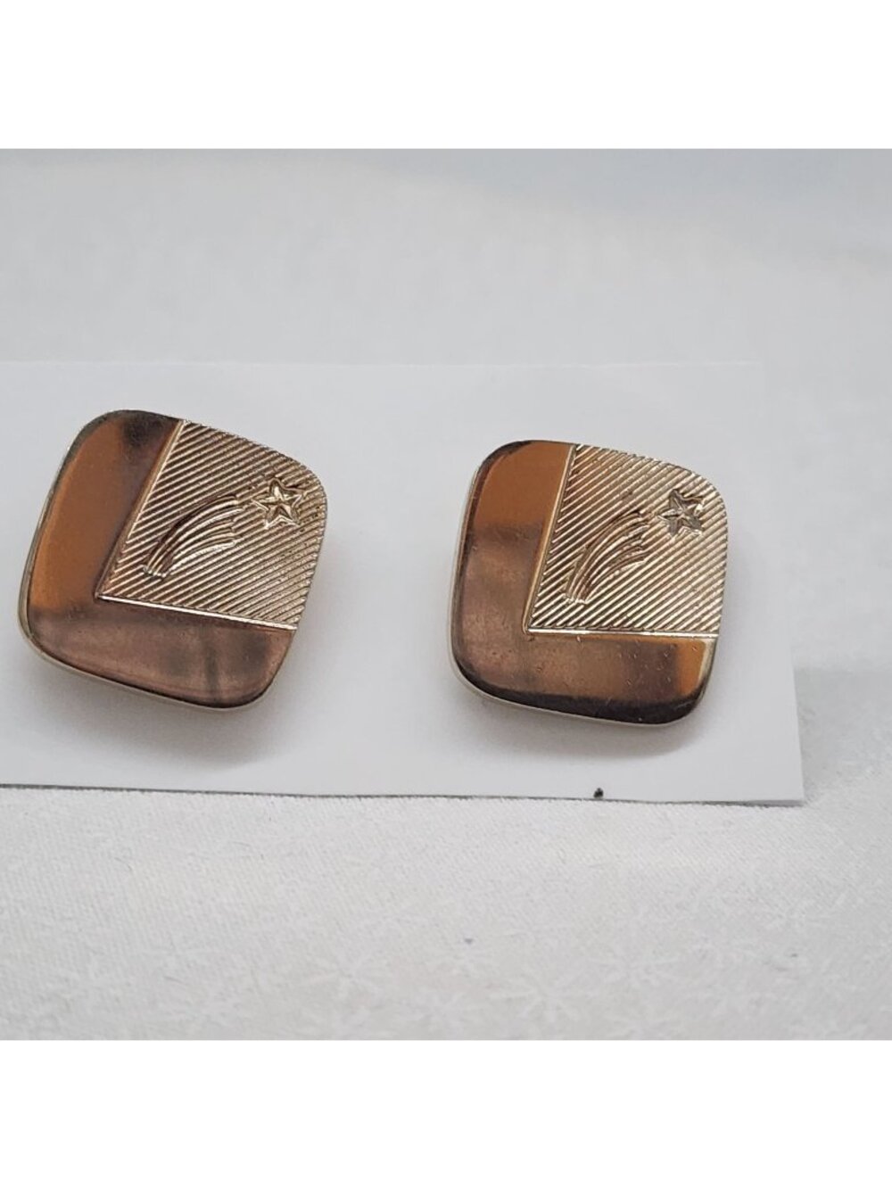 Gold-Tone Shooting Star Square Cufflinks For Men Vintage